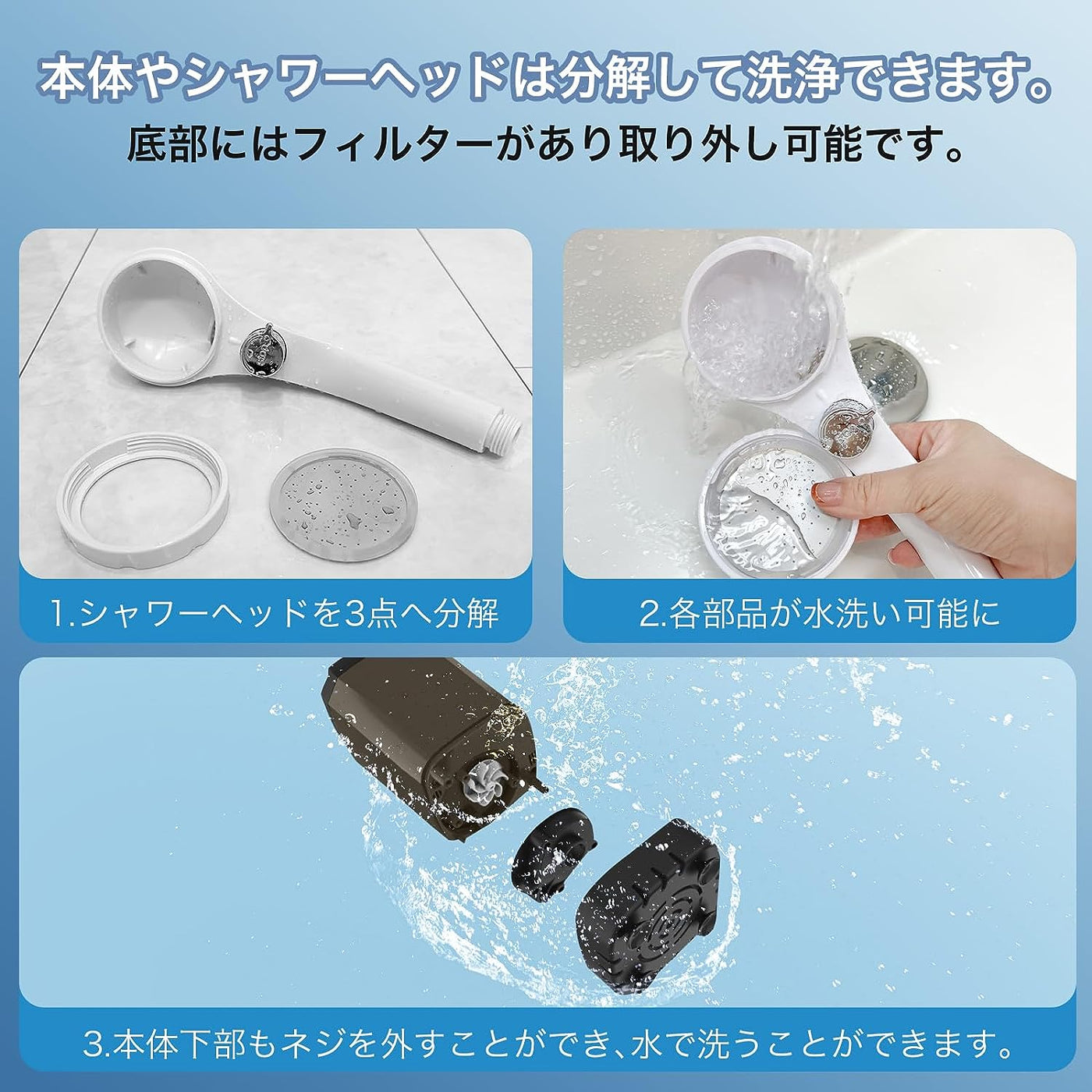 Re:Gear アウトドア ポータブルシャワー USB充電式 4500 / 7800 mAh