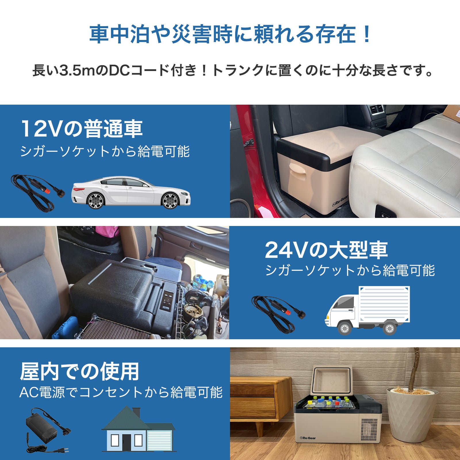 Re:Gear 車載冷蔵庫 冷凍庫 DC電源コードセット